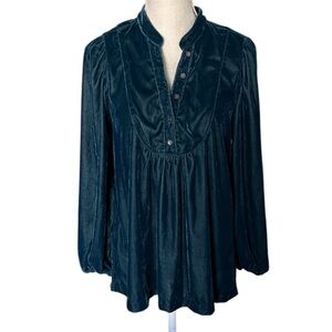 ANTHROPOLOGIE Velvet Long Sleeve Peasant Top - XS